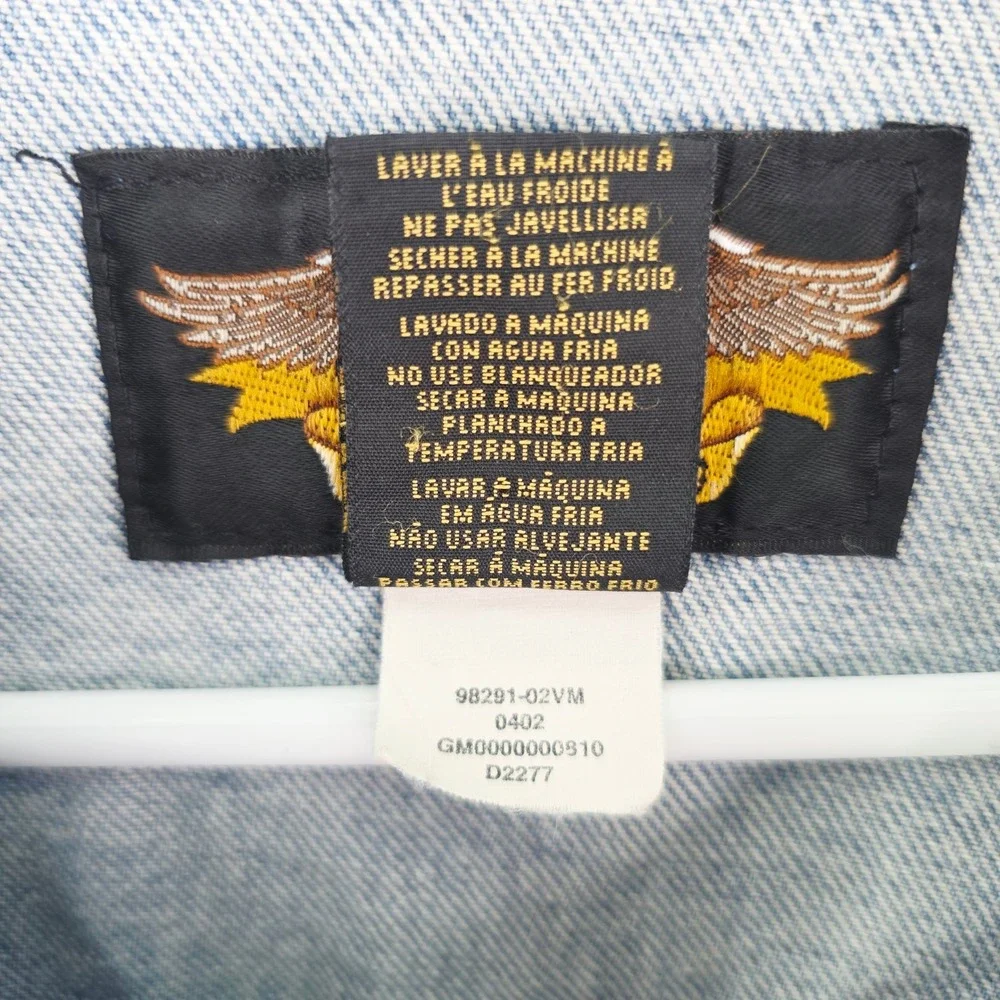Harley-Davidson Mens Denim Vest Light Wash HOG Eagle Patches XL 98291-02VM